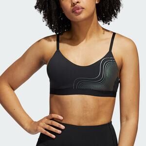 Adidas Holiday Graphic Bra Women's Large Black Iridescent Athletic Sportswear